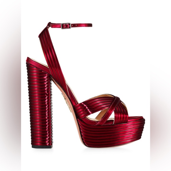 Aquazzura Shoes - Aquazurra Sundance Metallic Leather Platform Sandals Size 40